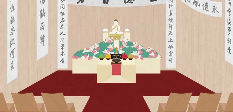 示意圖:輓聯幛與花圈